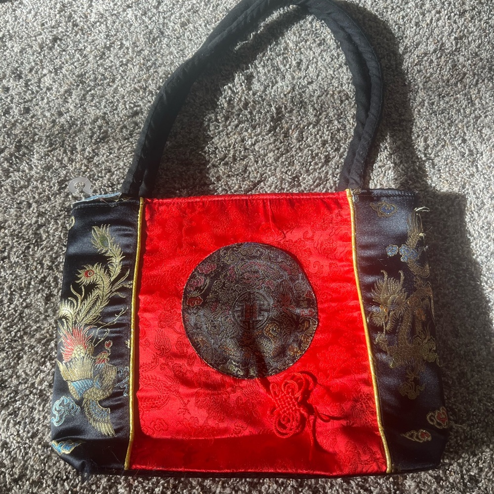 Elegant Red and Black Women's Bag